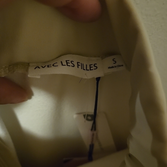 Anthropologie Avec Les Filles High-Waisted Faux Leather Slit Legging Ivory S NWT - Picture 7 of 9